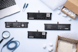 Аккумуляторы для ноутбуков Xiaomi на столе с инструментами